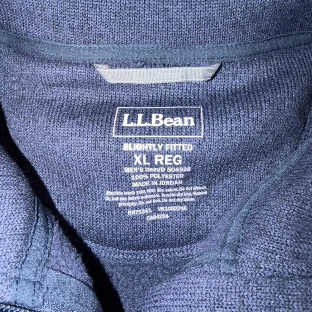 LL Bean Sweater Fleece Full Zip Jacket XL‎ Blue Heather Slightly Fitted 504938